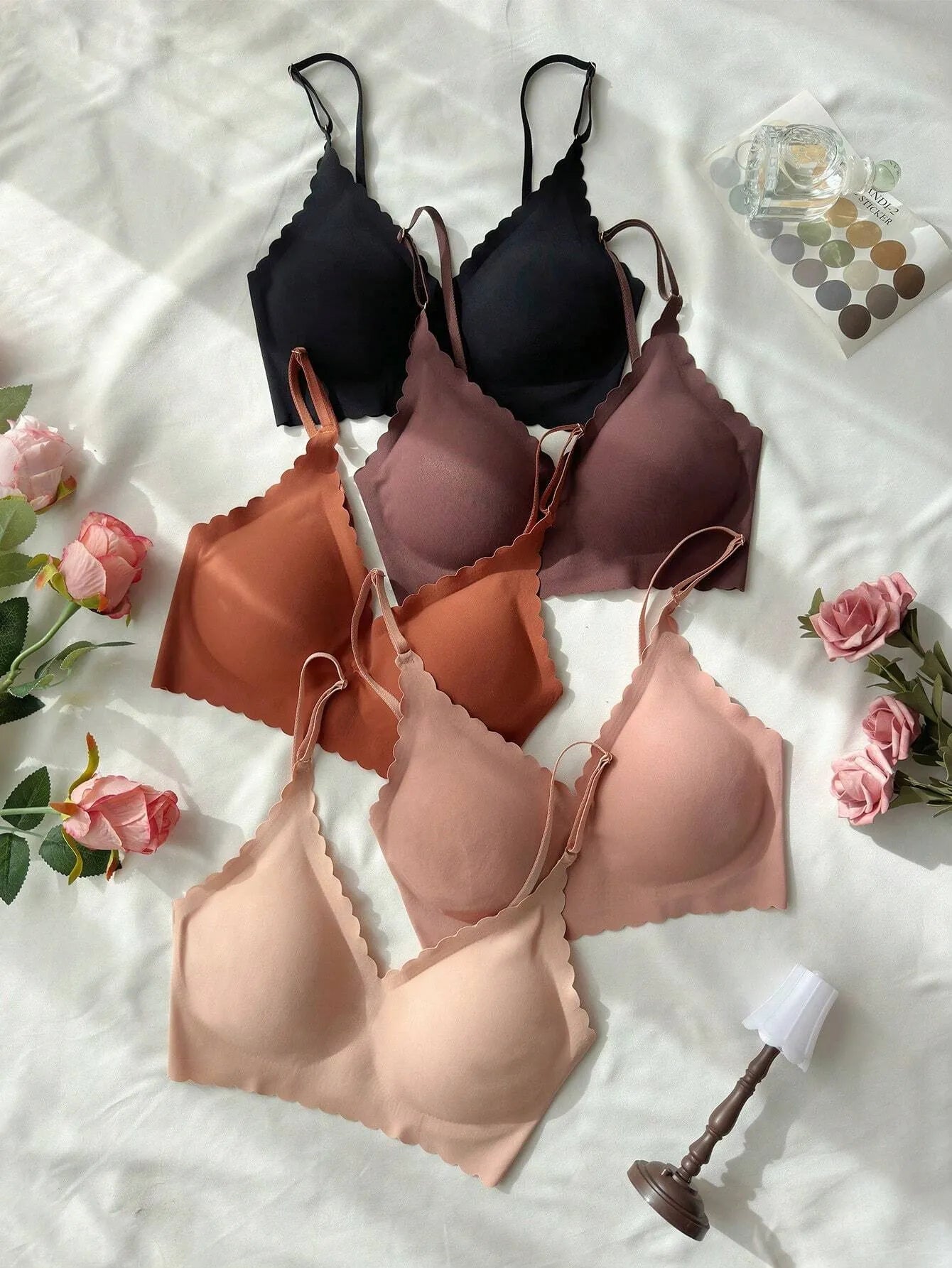 Stråla - Is-silke sömlös axelbands-BH med vågmönster