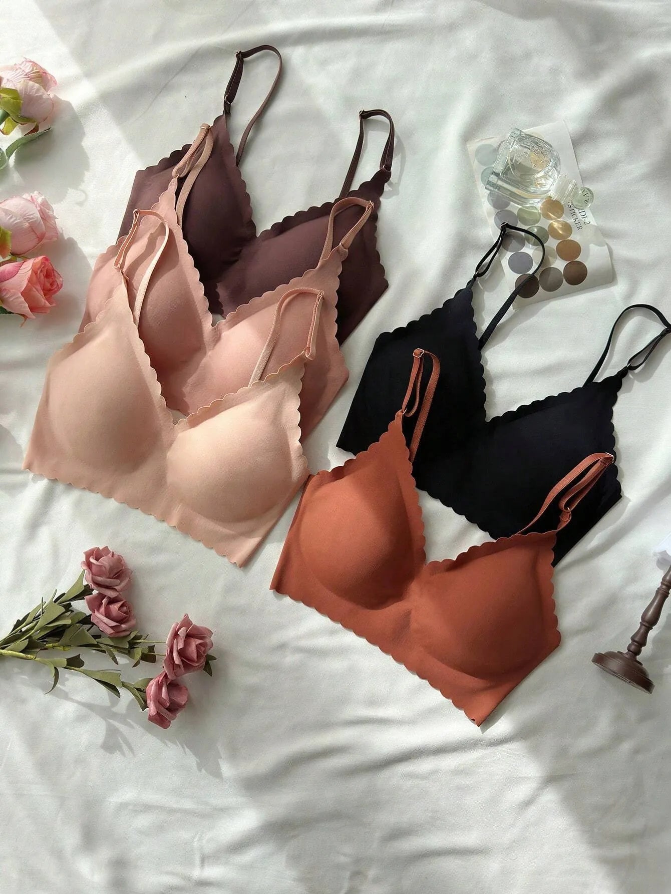 Stråla - Is-silke sömlös axelbands-BH med vågmönster