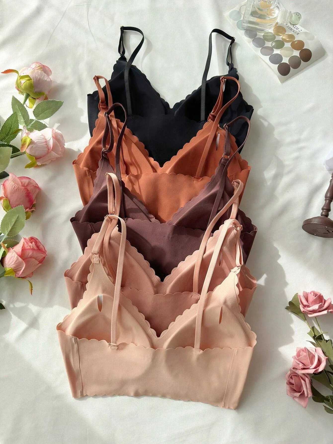 Stråla - Is-silke sömlös axelbands-BH med vågmönster