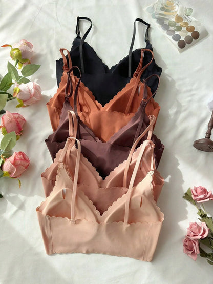 Stråla - Is-silke sömlös axelbands-BH med vågmönster