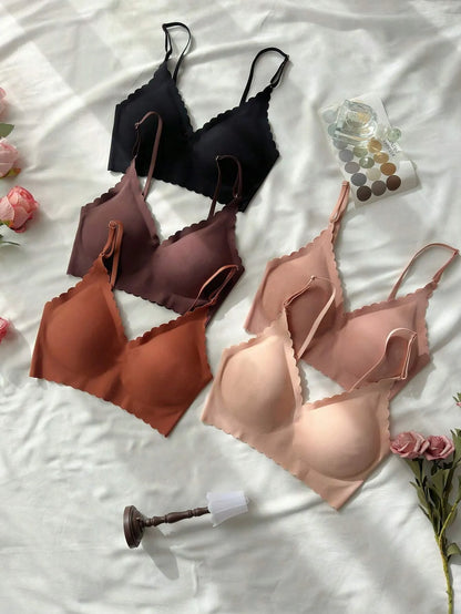 Stråla - Is-silke sömlös axelbands-BH med vågmönster