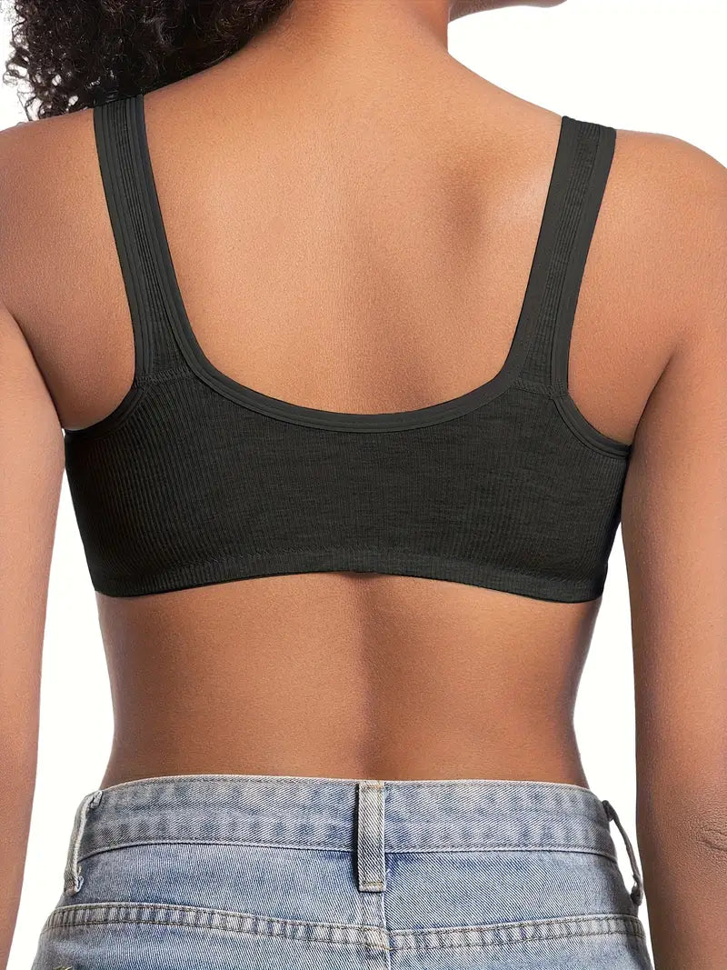 Bygellös Bralette med Främre Knäppning – 3-Pack