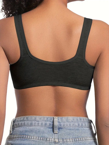 Bygellös Bralette med Främre Knäppning – 3-Pack