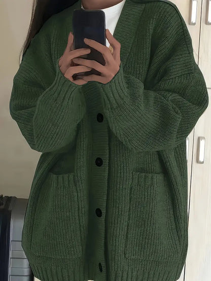 Anna - Oversize Ribbstickad Kofta