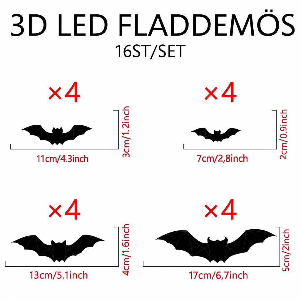 Spöklika Halloween LED-fladdermöss