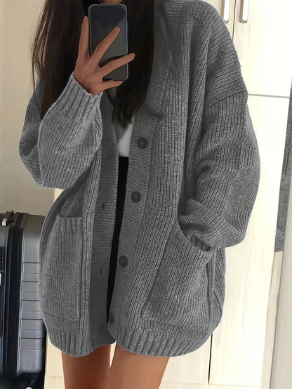 Anna - Oversize Ribbstickad Kofta