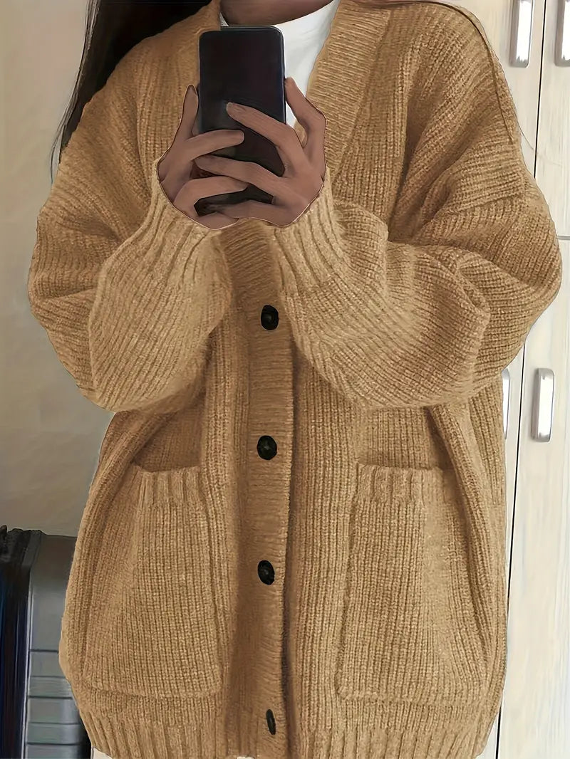 Anna - Oversize Ribbstickad Kofta